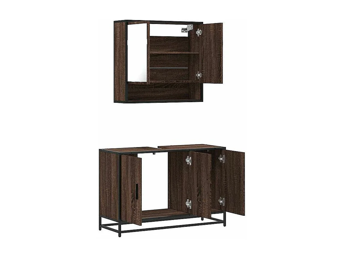 Ensemble de meubles de salle de bain 2 pcs Chêne marron