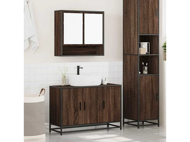 Ensemble de meubles de salle de bain 2 pcs Chêne marron