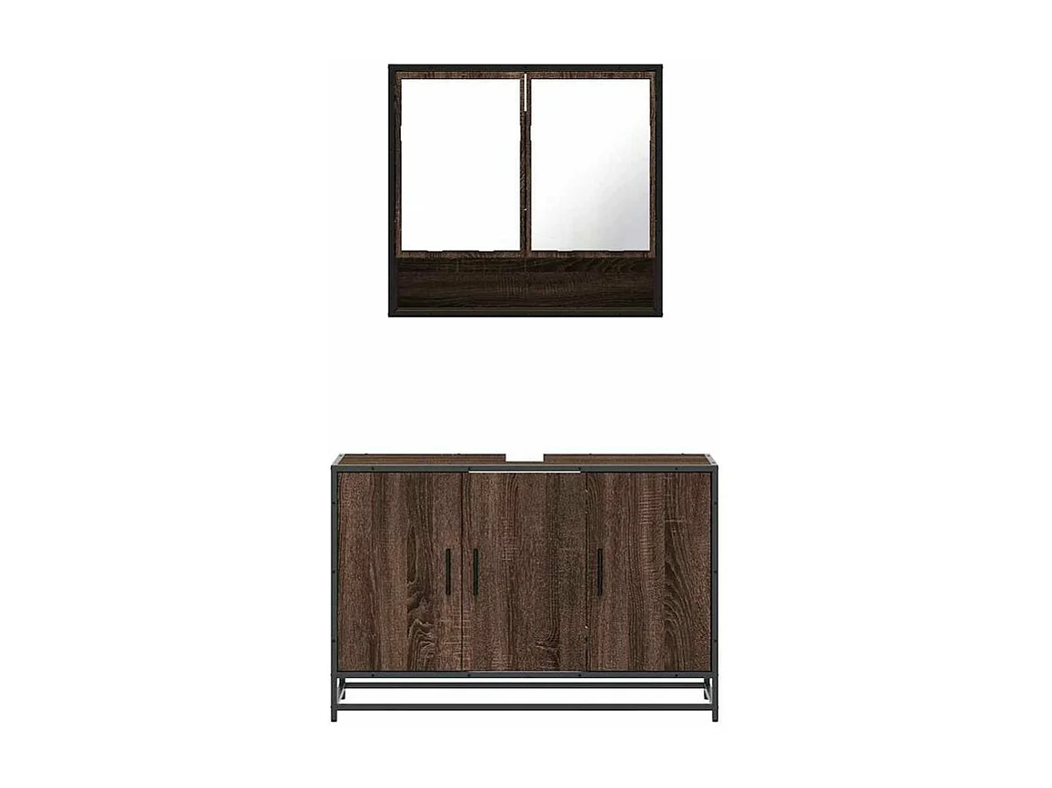 Ensemble de meubles de salle de bain 2 pcs Chêne marron