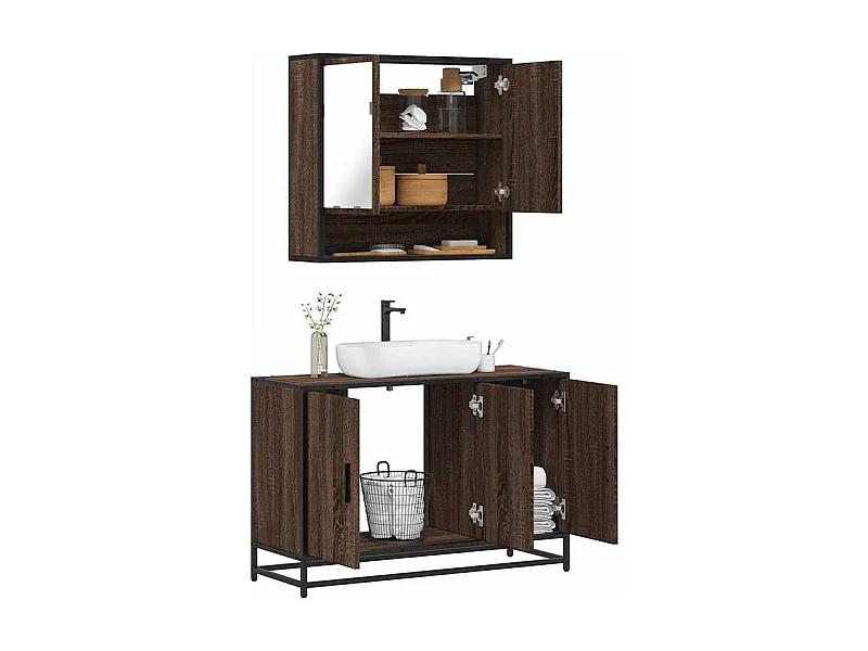 Ensemble de meubles de salle de bain 2 pcs Chêne marron