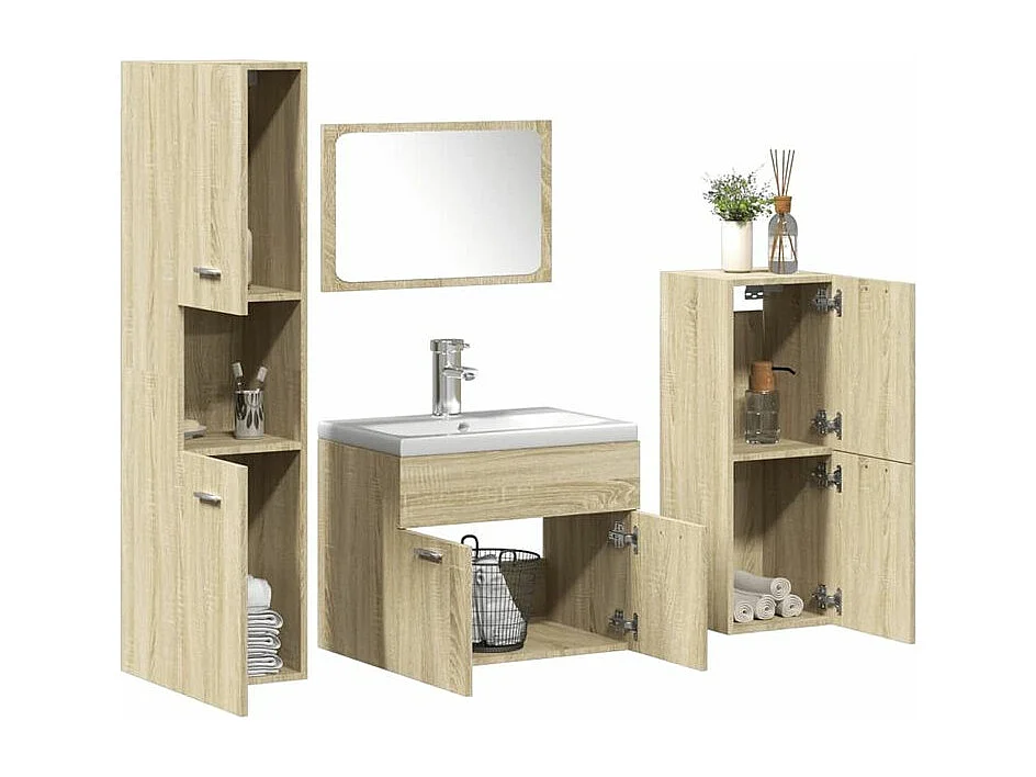 Ensemble de meubles de salle de bain 5 pcs chêne sonoma
