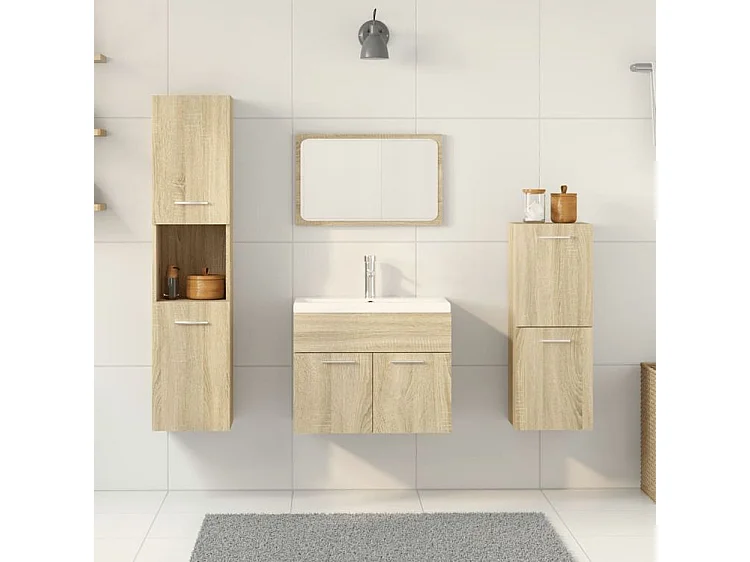 Ensemble de meubles de salle de bain 5 pcs chêne sonoma