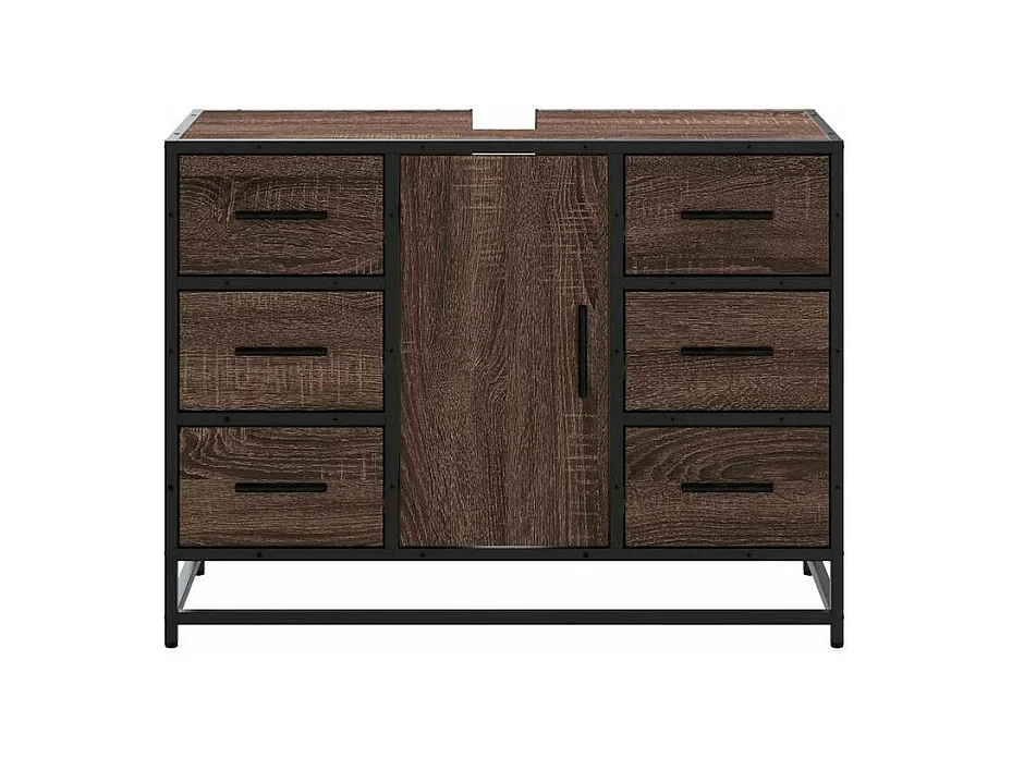 Armoire lavabo de salle de bain chêne marron bois d'ingénierie