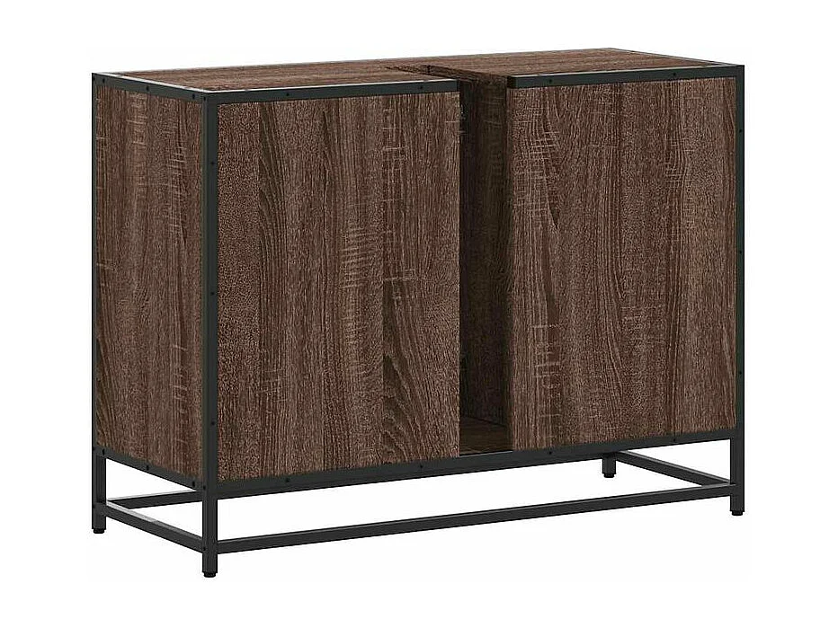 Armoire lavabo de salle de bain chêne marron bois d'ingénierie