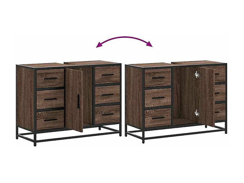 Armoire lavabo de salle de bain chêne marron bois d'ingénierie