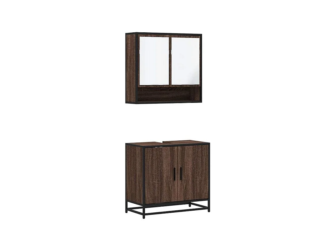 Ensemble de meubles de salle de bain 2 pcs Chêne marron