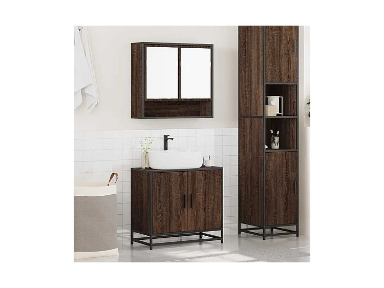 Ensemble de meubles de salle de bain 2 pcs Chêne marron