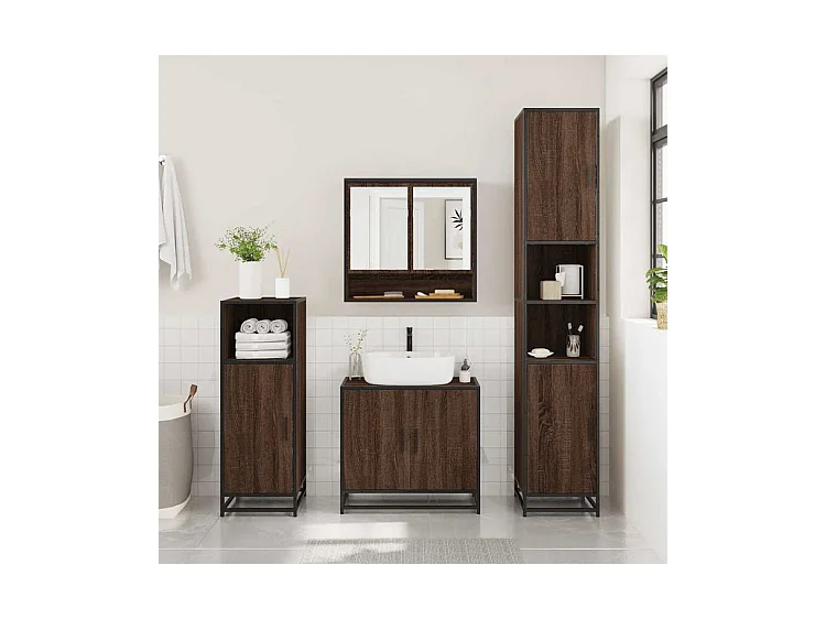 Ensemble de meubles de salle de bain 2 pcs Chêne marron