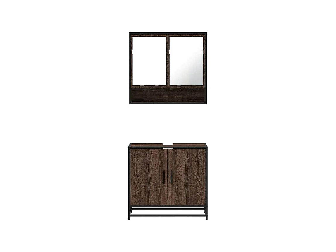 Ensemble de meubles de salle de bain 2 pcs Chêne marron
