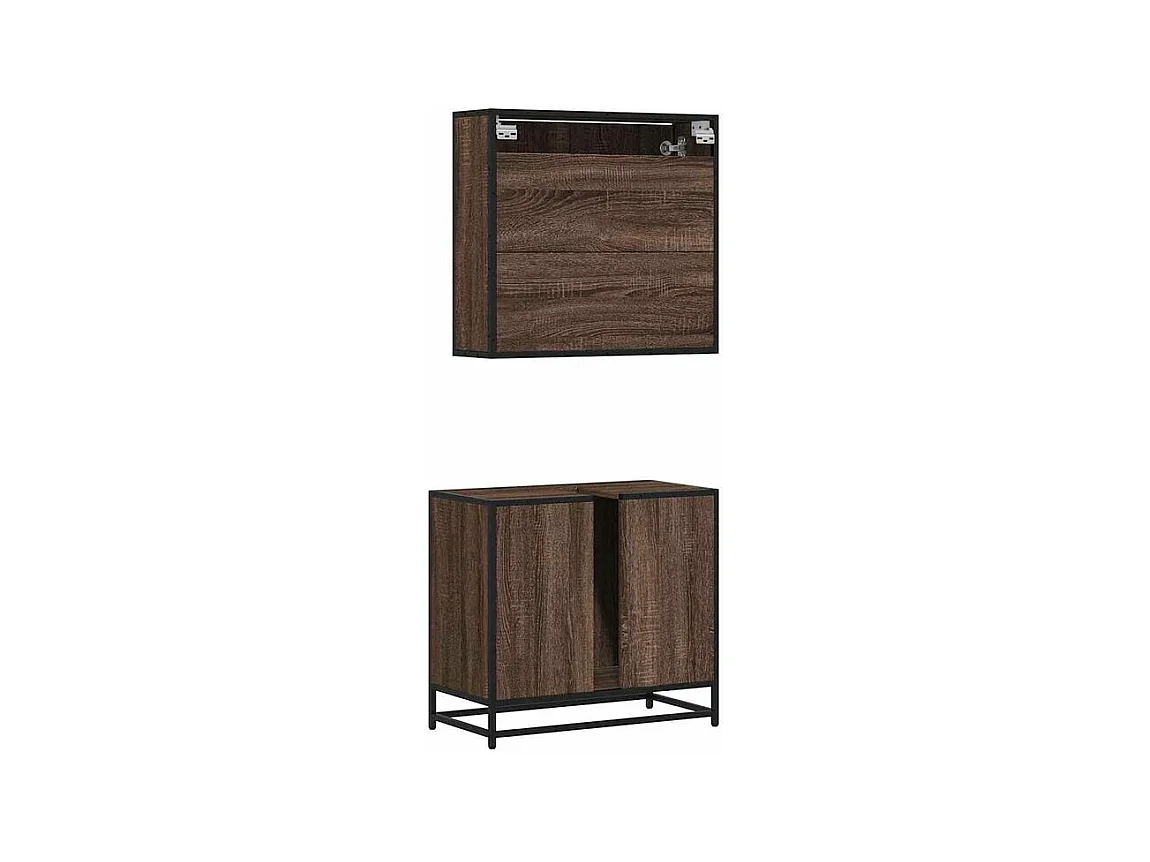 Ensemble de meubles de salle de bain 2 pcs Chêne marron