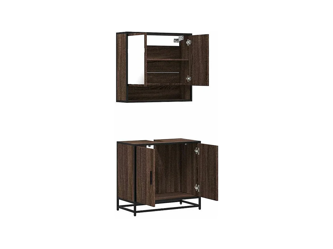 Ensemble de meubles de salle de bain 2 pcs Chêne marron