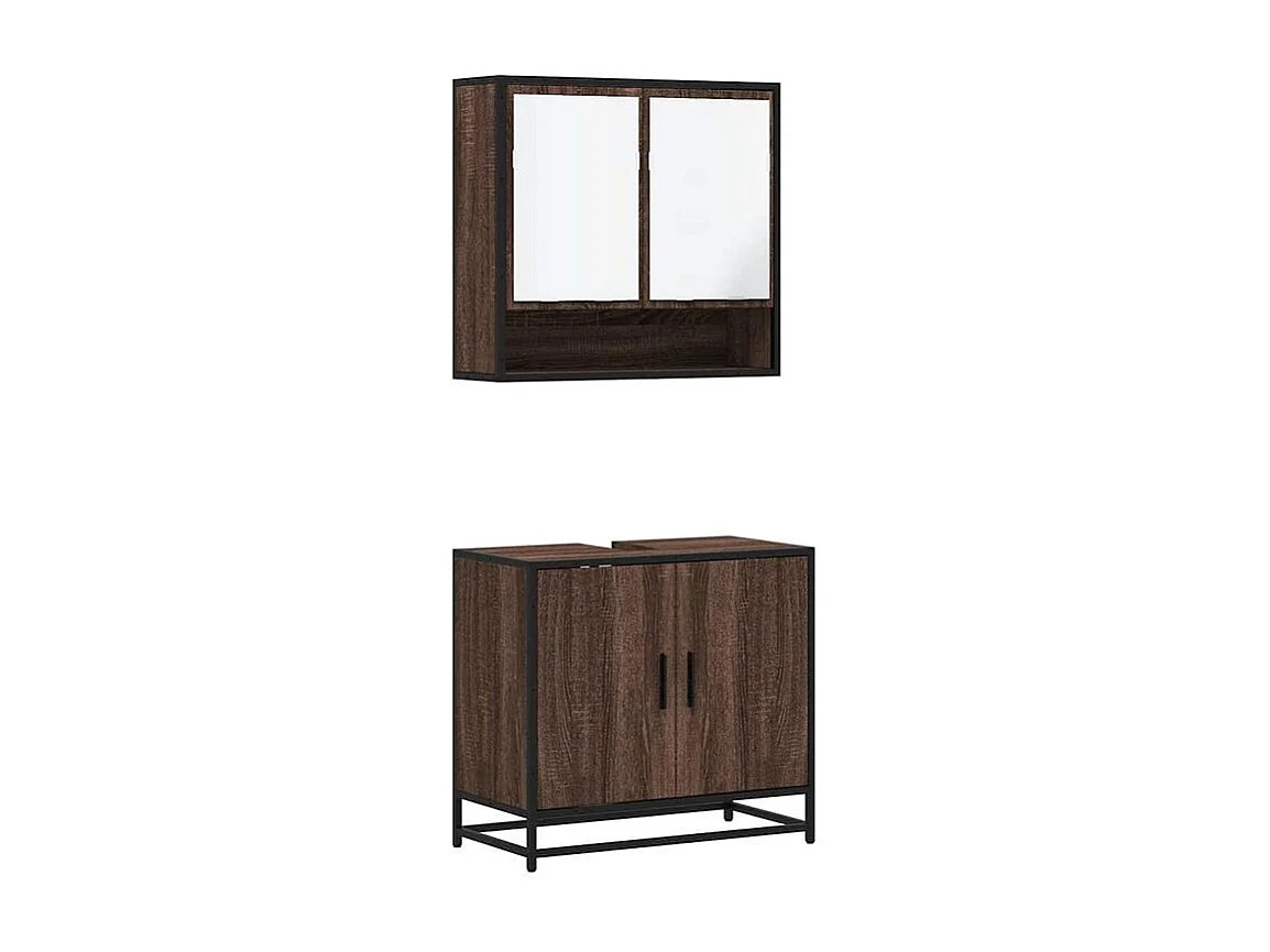 Ensemble de meubles de salle de bain 2 pcs Chêne marron