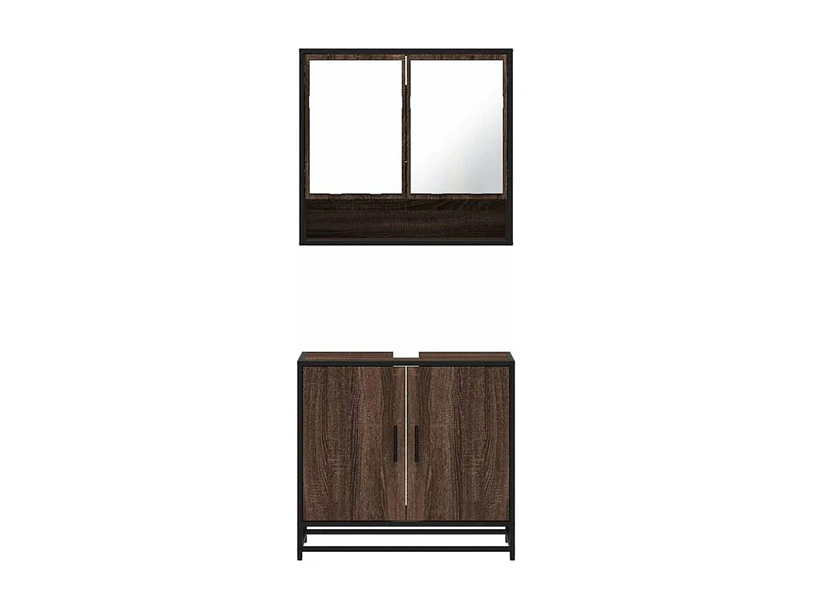 Ensemble de meubles de salle de bain 2 pcs Chêne marron