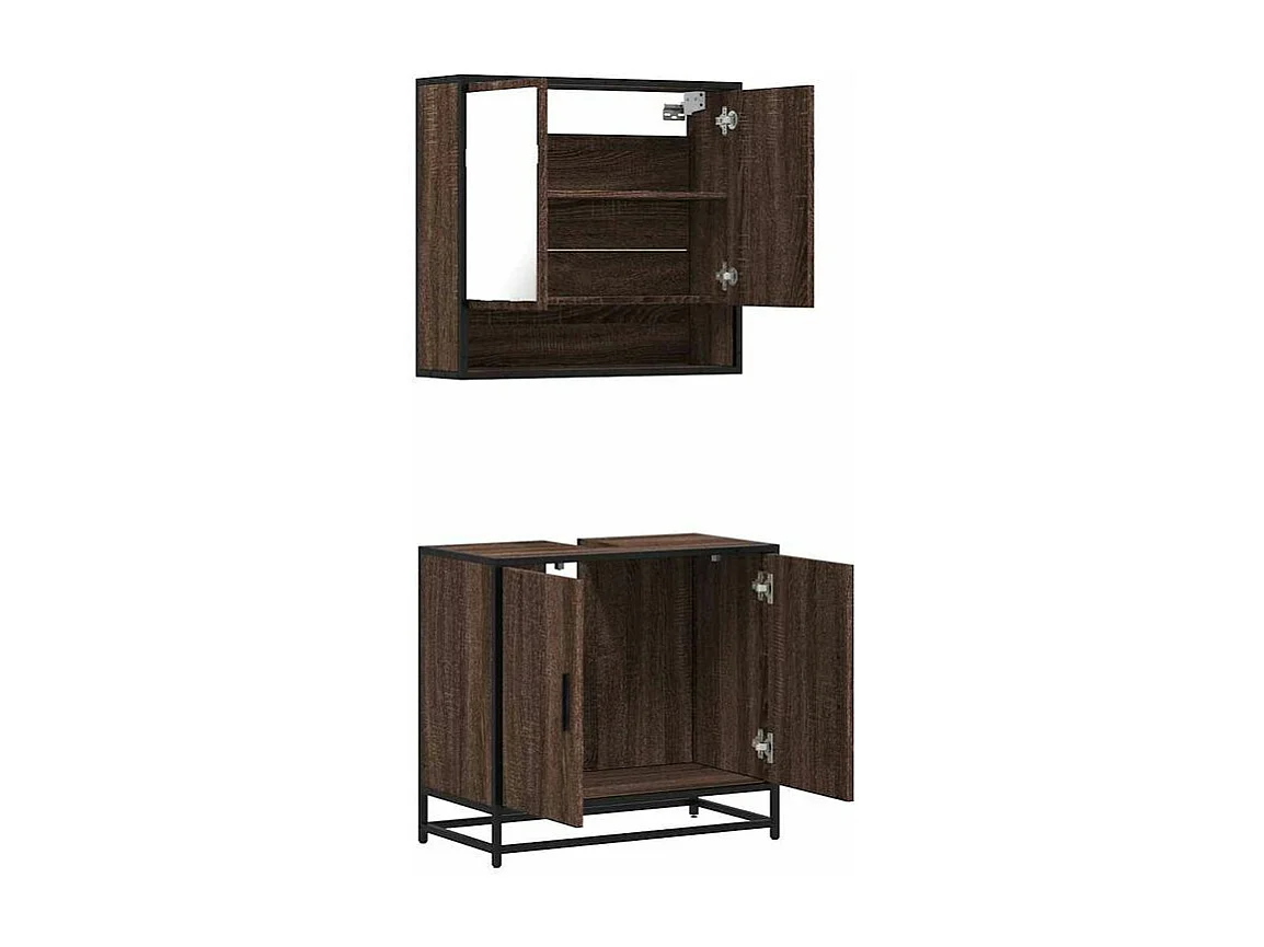 Ensemble de meubles de salle de bain 2 pcs Chêne marron