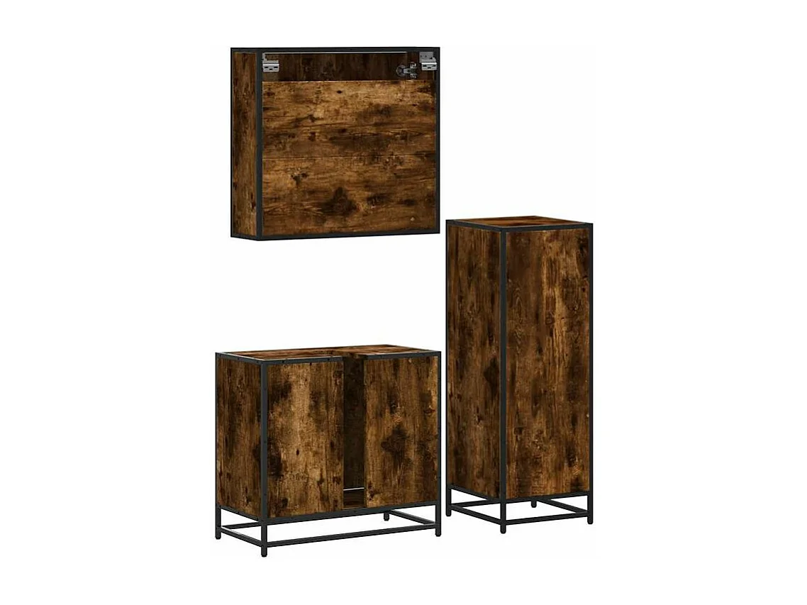 Ensemble de meubles de salle de bain 3 pcs Chêne fumé