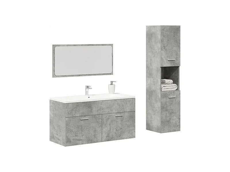 Ensemble de meubles de salle de bain 3 pcs gris béton