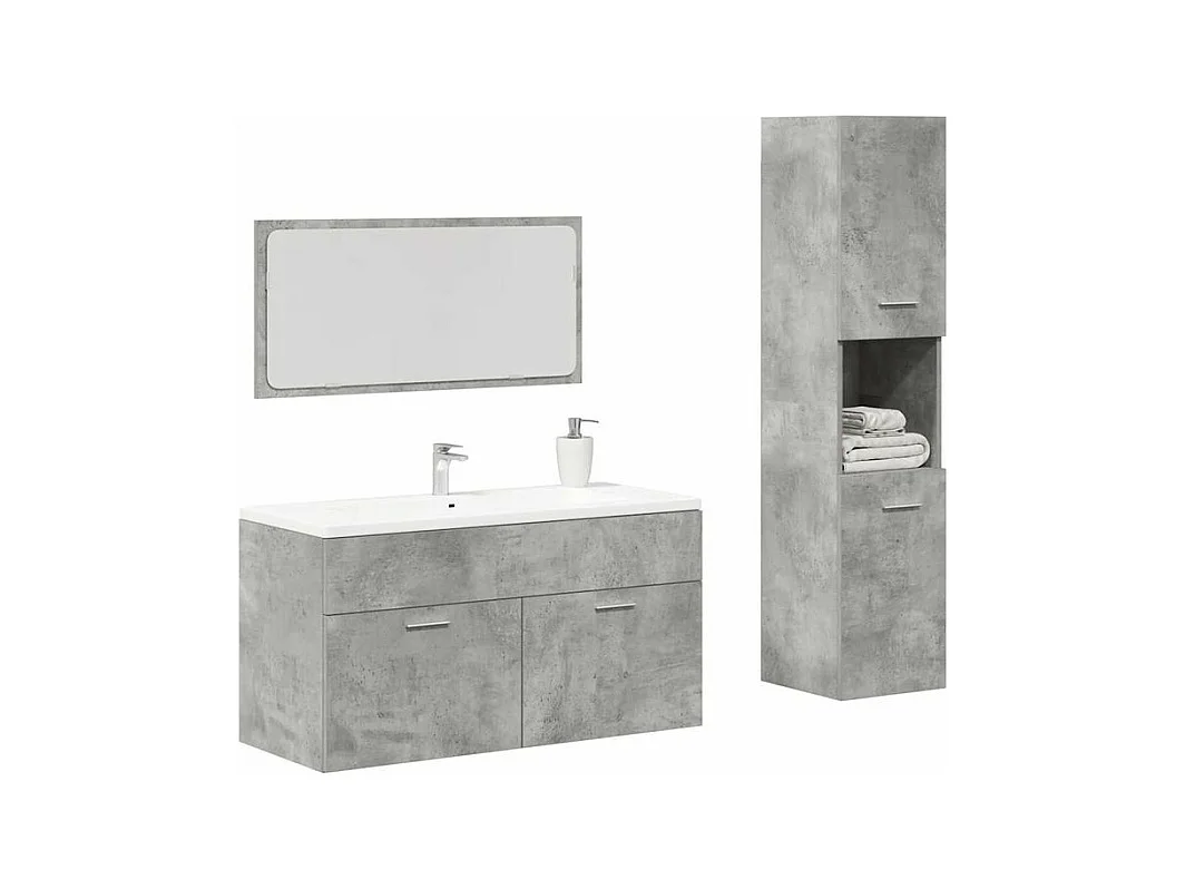 Ensemble de meubles de salle de bain 3 pcs gris béton