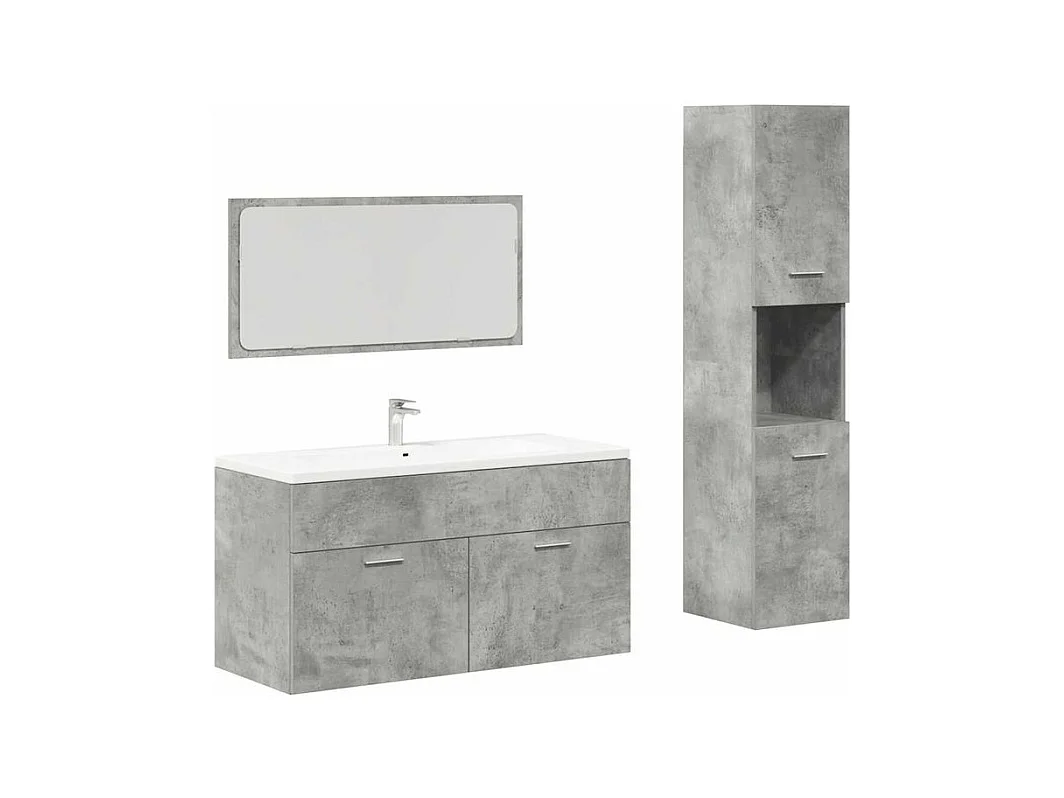 Ensemble de meubles de salle de bain 3 pcs gris béton