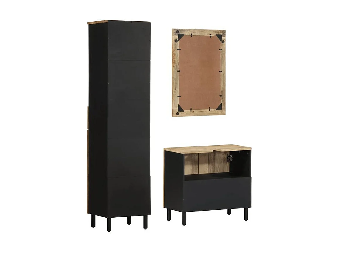 Ensemble de meubles de salle de bain 3 pcs bois manguier massif