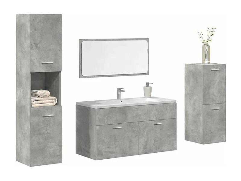 Ensemble de meubles de salle de bain 4 pcs gris béton