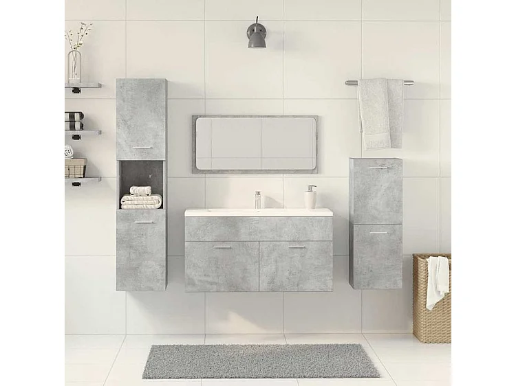Ensemble de meubles de salle de bain 4 pcs gris béton