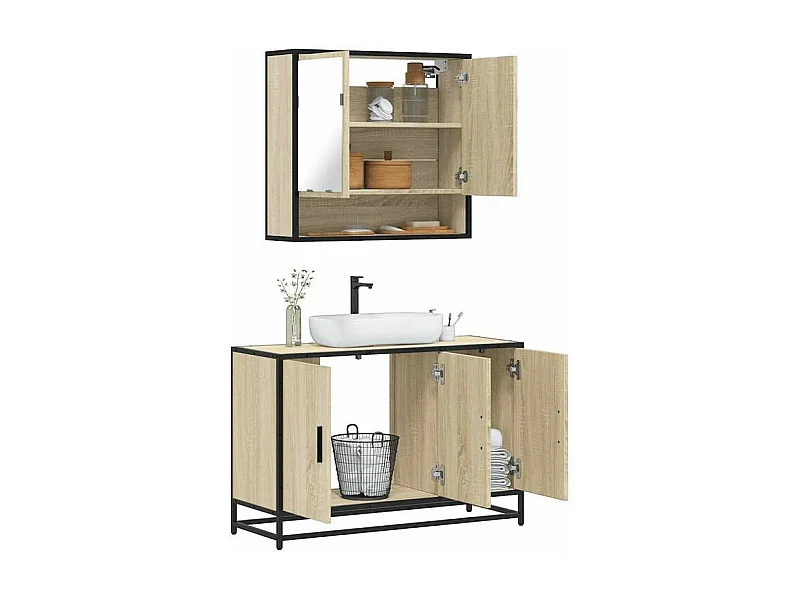 Ensemble de meubles de salle de bain 2 pcs chêne sonoma