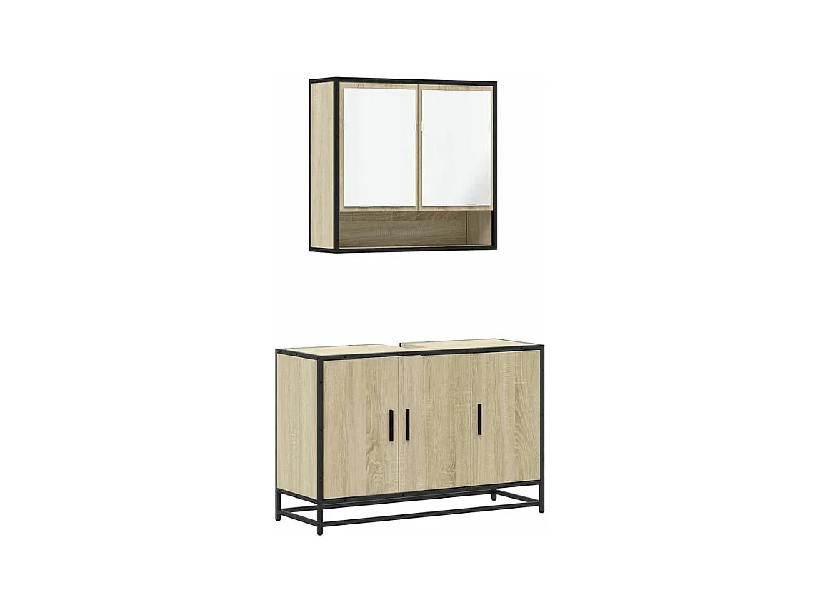 Ensemble de meubles de salle de bain 2 pcs chêne sonoma