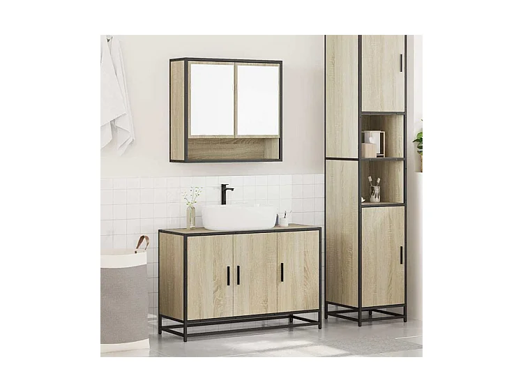 Ensemble de meubles de salle de bain 2 pcs chêne sonoma