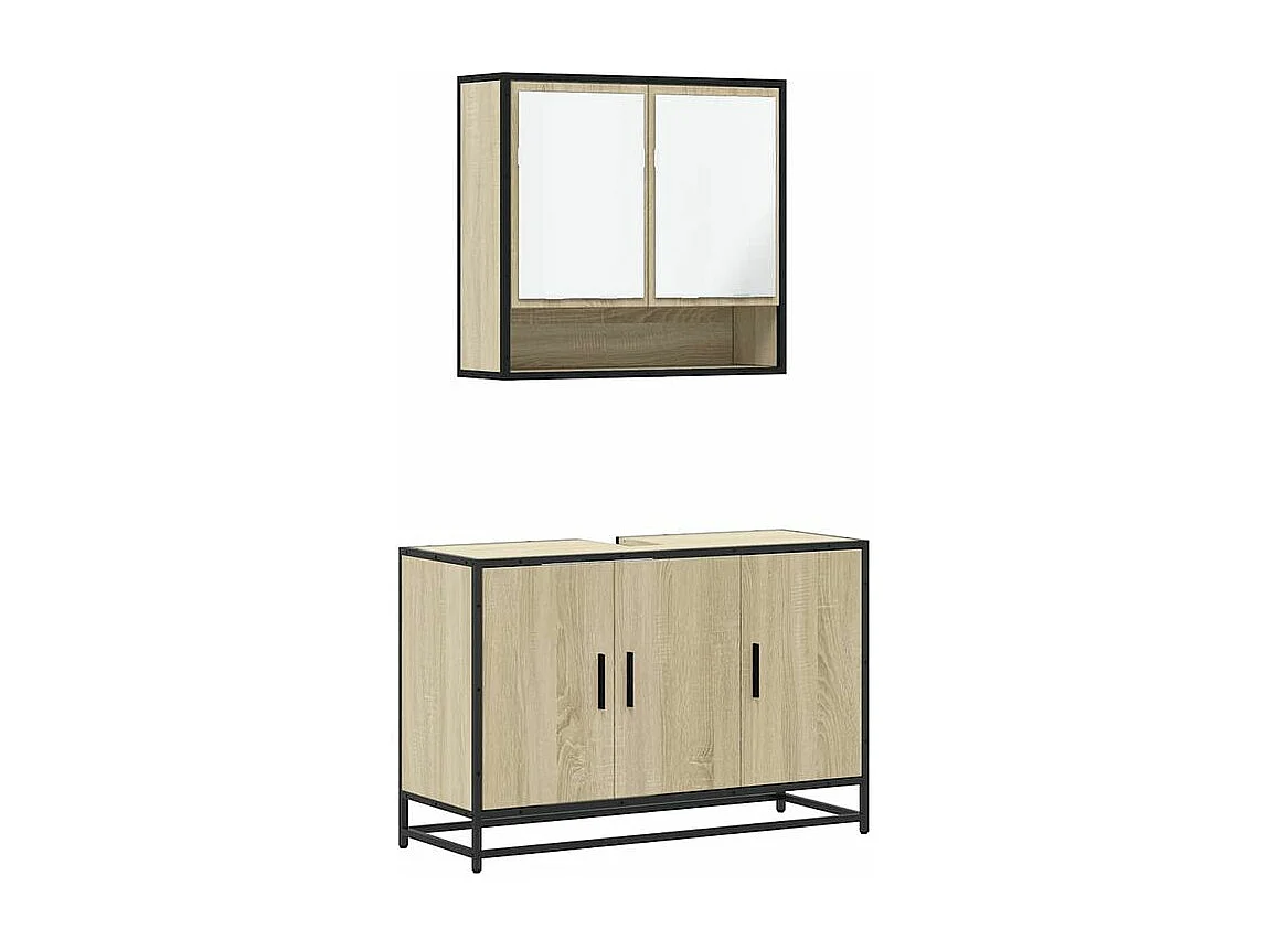 Ensemble de meubles de salle de bain 2 pcs chêne sonoma