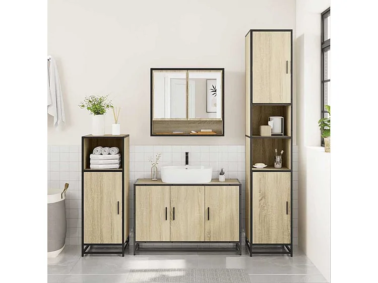 Ensemble de meubles de salle de bain 2 pcs chêne sonoma
