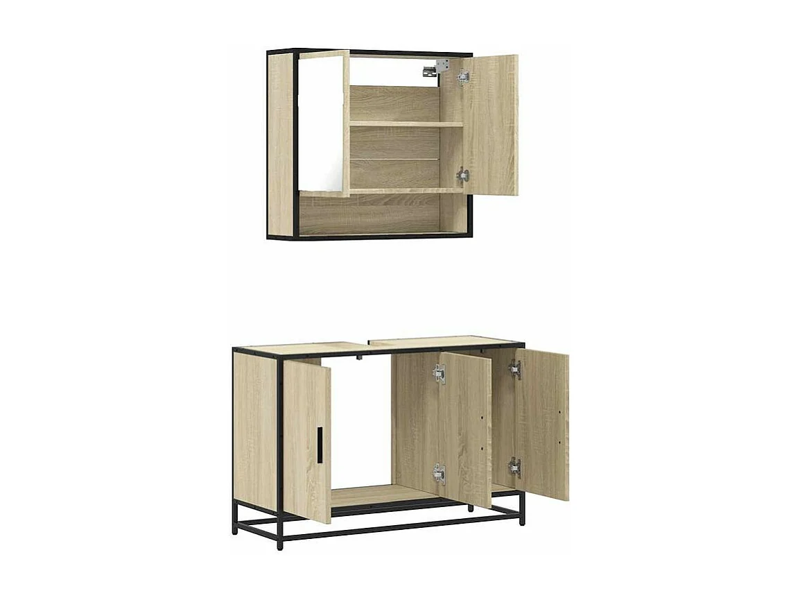 Ensemble de meubles de salle de bain 2 pcs chêne sonoma