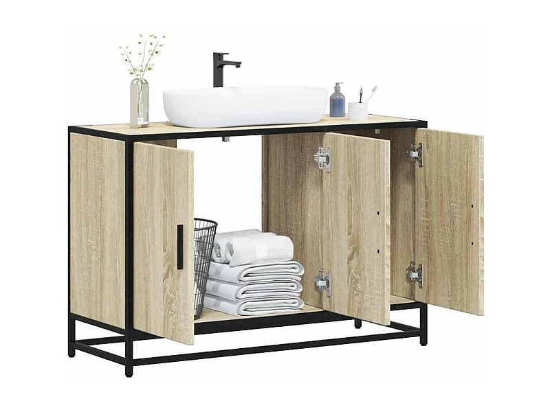 Armoire de lavabo de salle de bain chêne sonoma 90x33x60