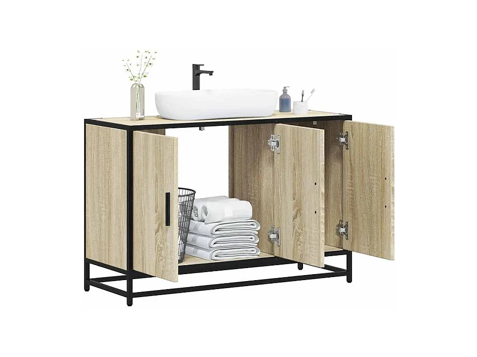 Armoire de lavabo de salle de bain chêne sonoma 90x33x60