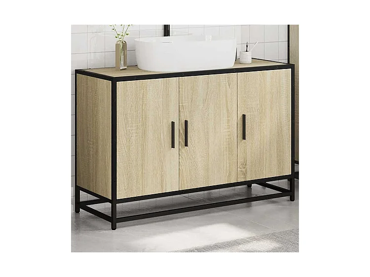 Armoire de lavabo de salle de bain chêne sonoma 90x33x60