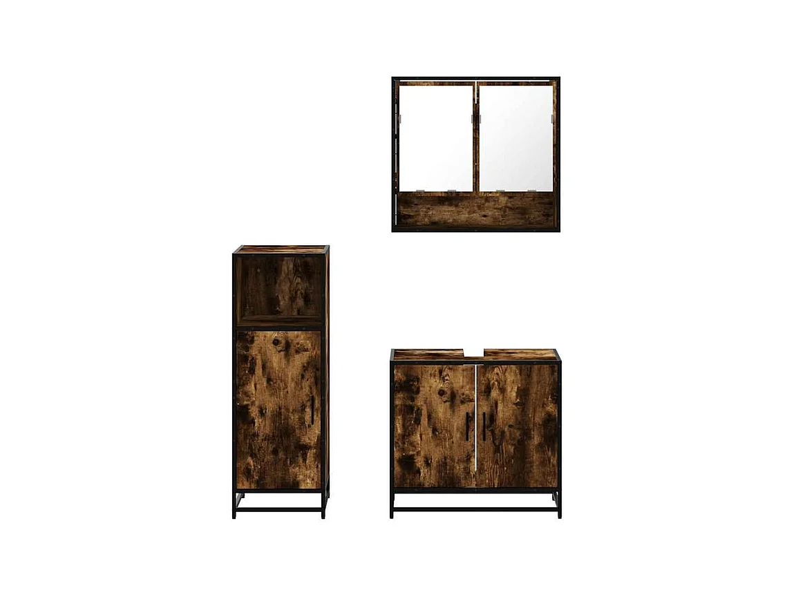 Ensemble de meubles de salle de bain 3 pcs Chêne fumé