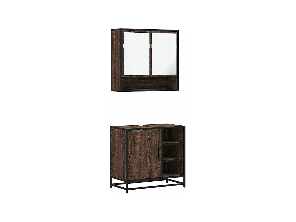 Ensemble de meubles de salle de bain 2 pcs Chêne marron