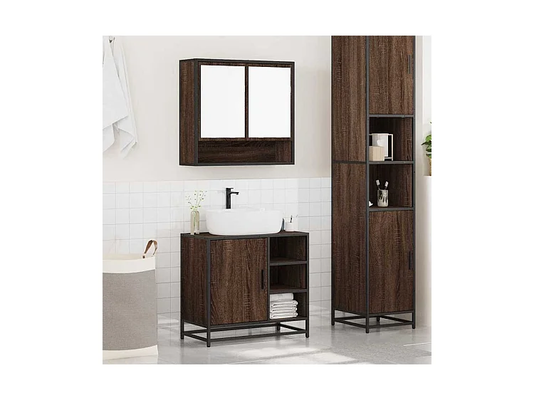 Ensemble de meubles de salle de bain 2 pcs Chêne marron