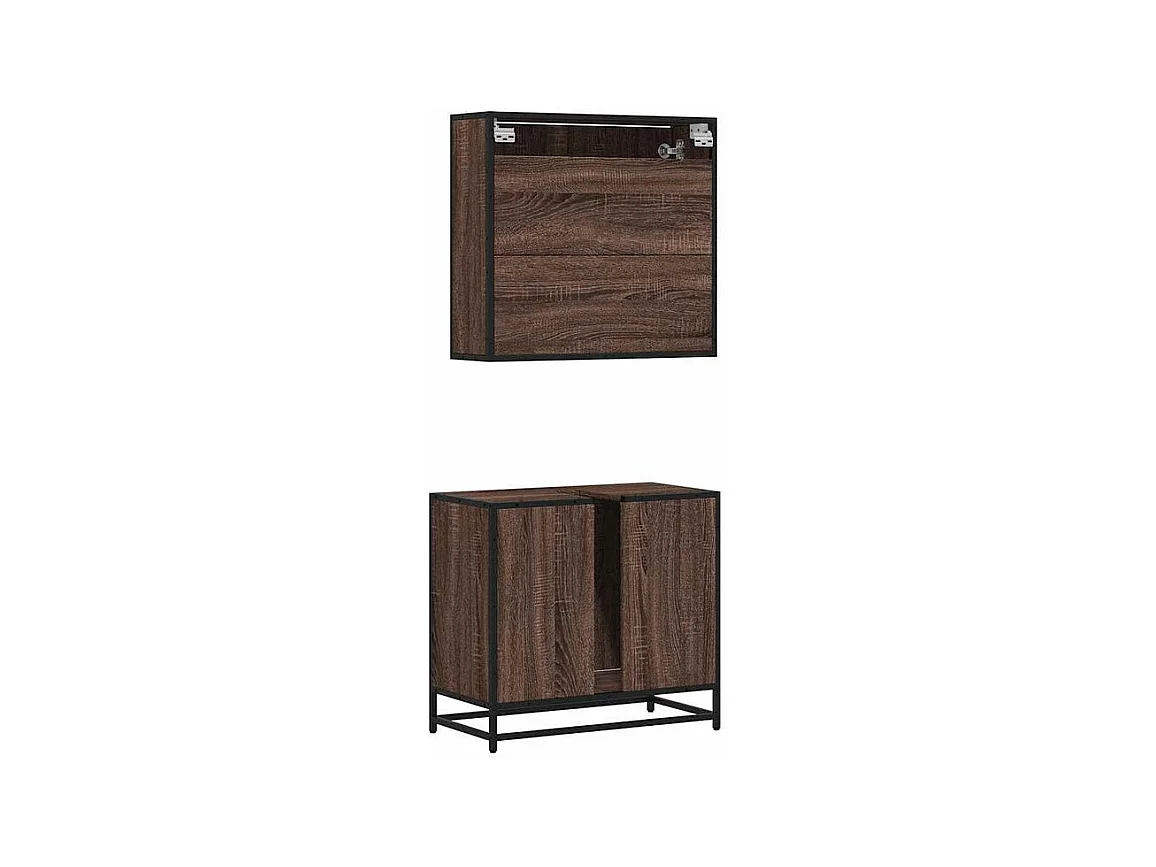 Ensemble de meubles de salle de bain 2 pcs Chêne marron