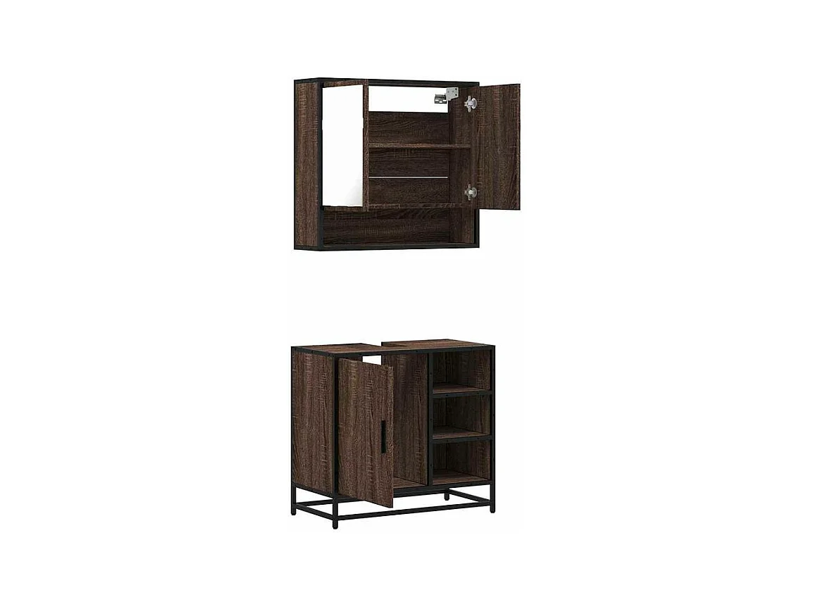 Ensemble de meubles de salle de bain 2 pcs Chêne marron