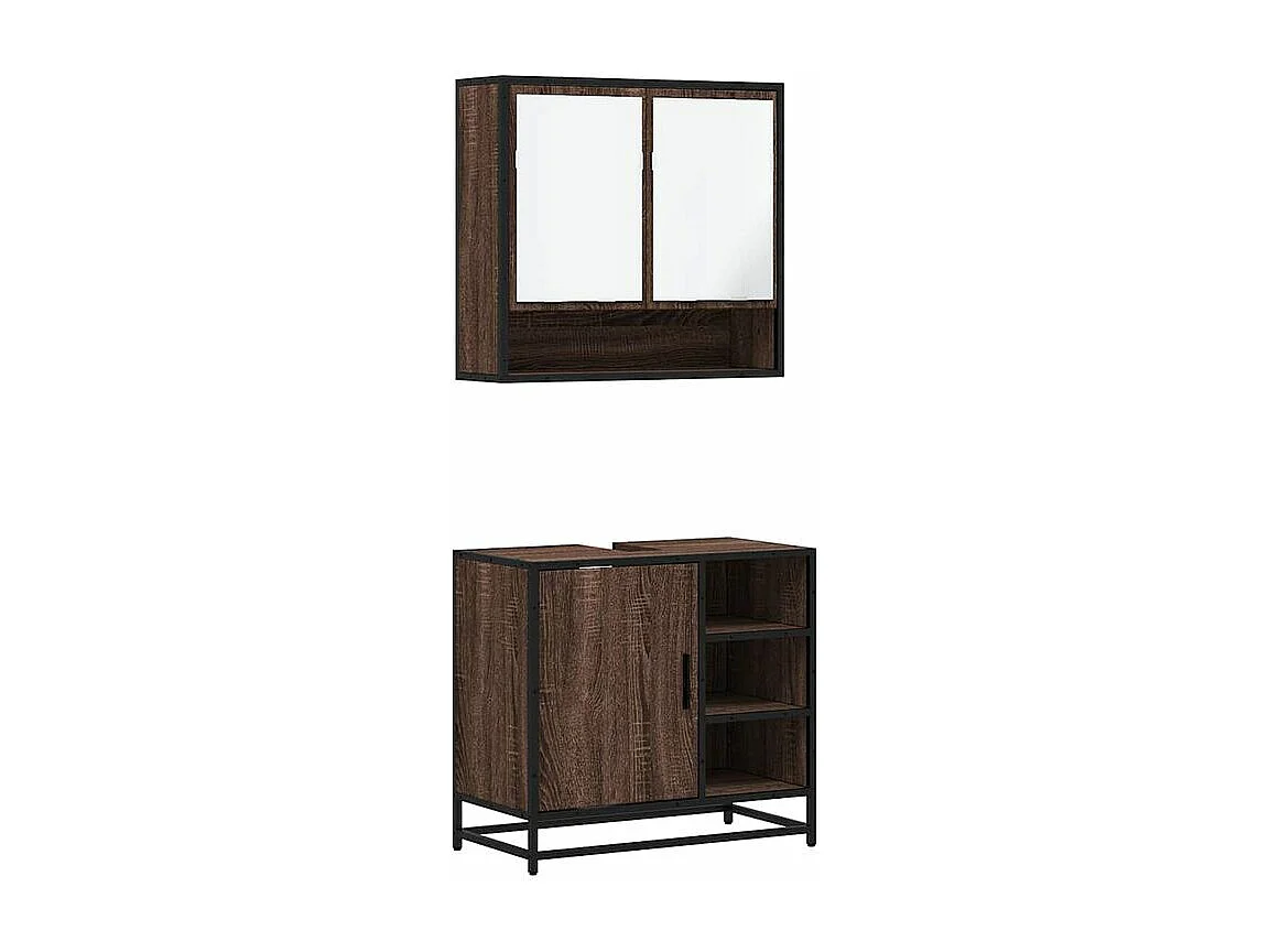 Ensemble de meubles de salle de bain 2 pcs Chêne marron