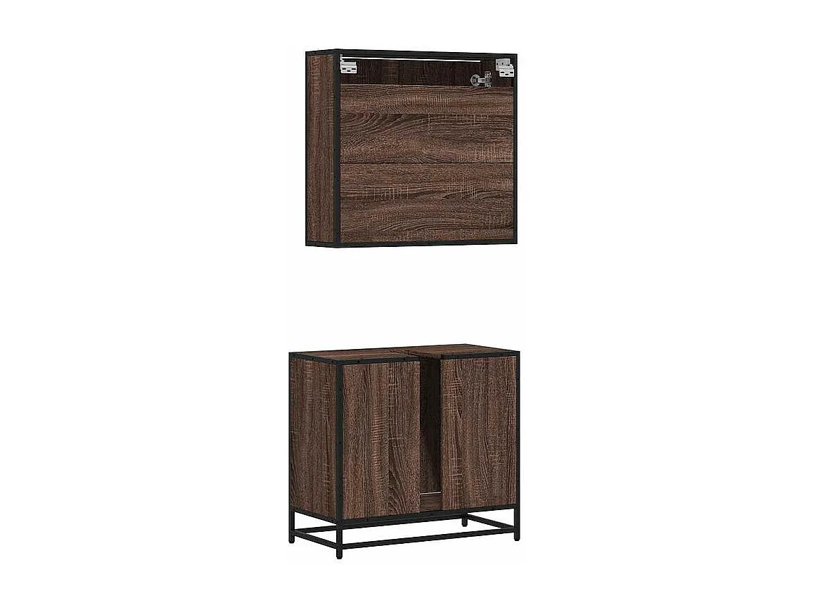 Ensemble de meubles de salle de bain 2 pcs Chêne marron