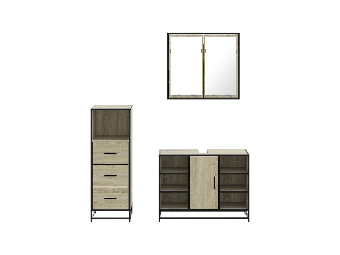 Ensemble de meubles de salle de bain 3 pcs chêne sonoma