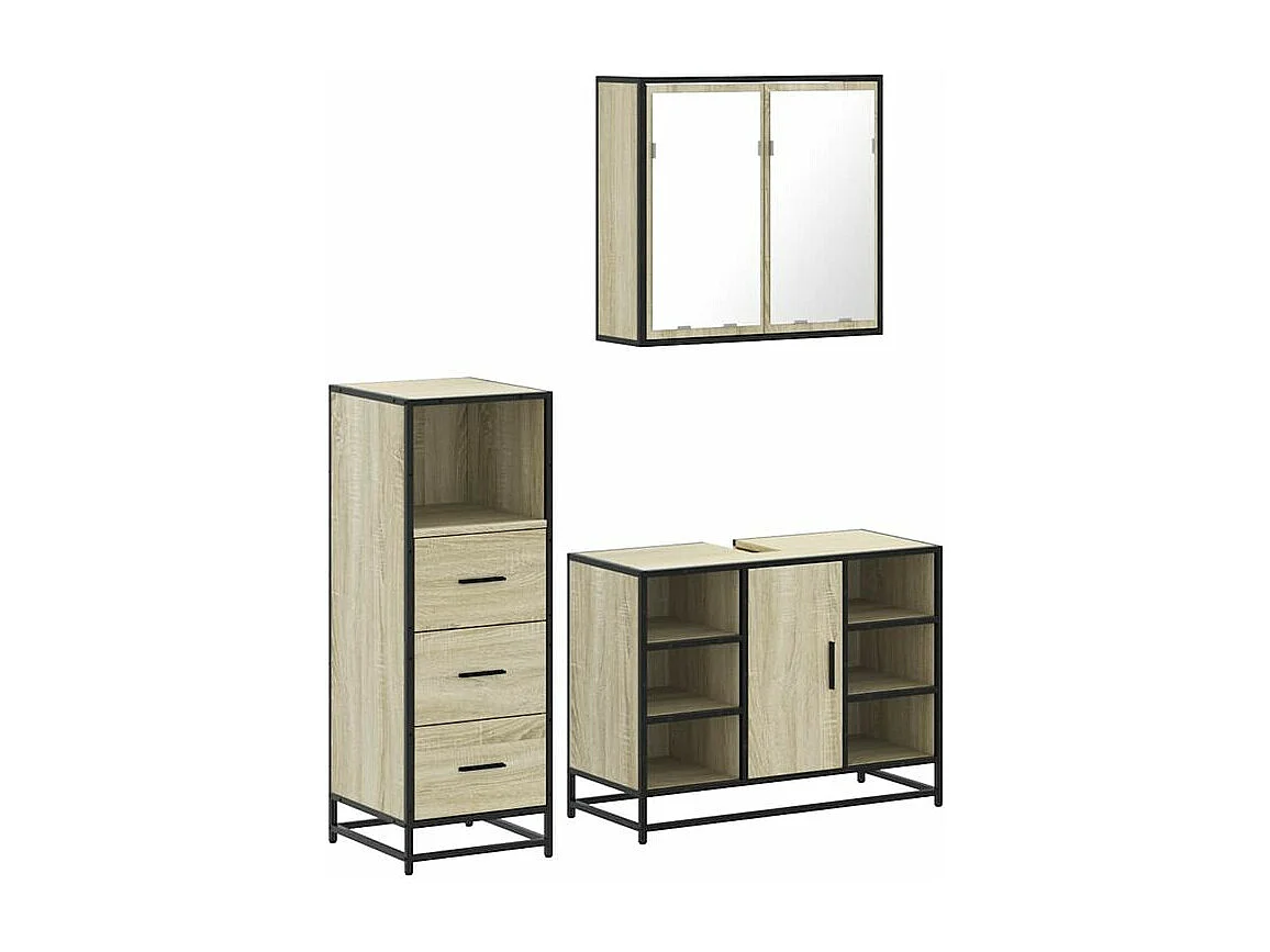 Ensemble de meubles de salle de bain 3 pcs chêne sonoma