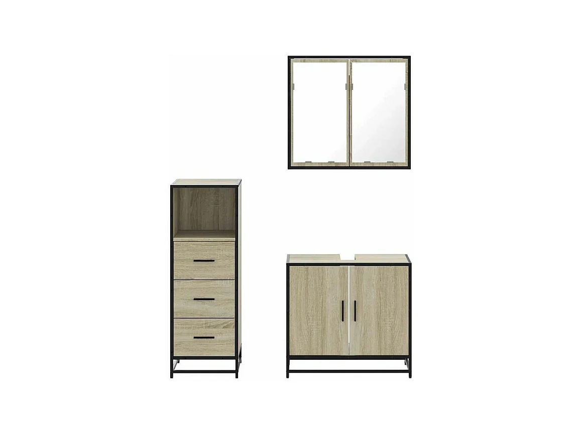 Ensemble de meubles de salle de bain 3 pcs chêne sonoma