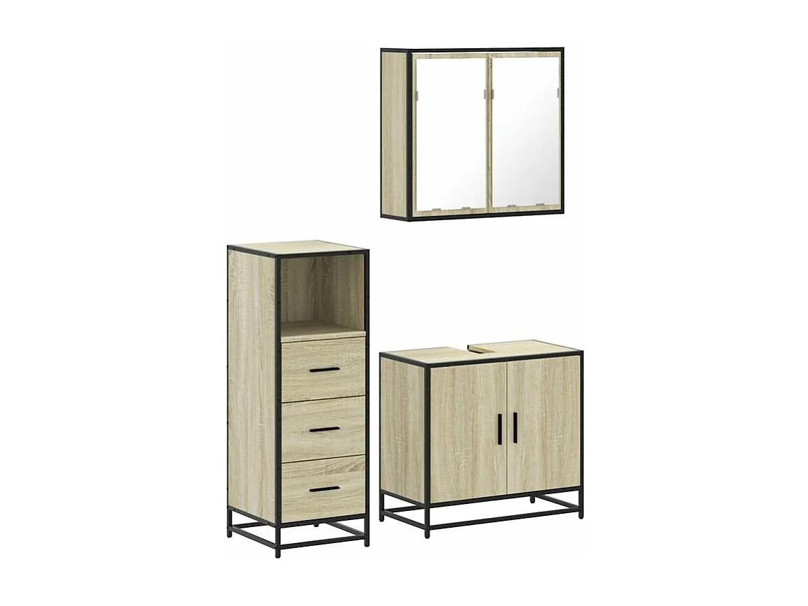 Ensemble de meubles de salle de bain 3 pcs chêne sonoma