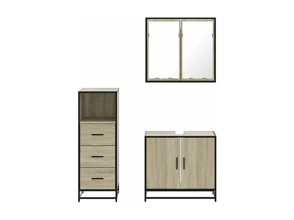 Ensemble de meubles de salle de bain 3 pcs chêne sonoma