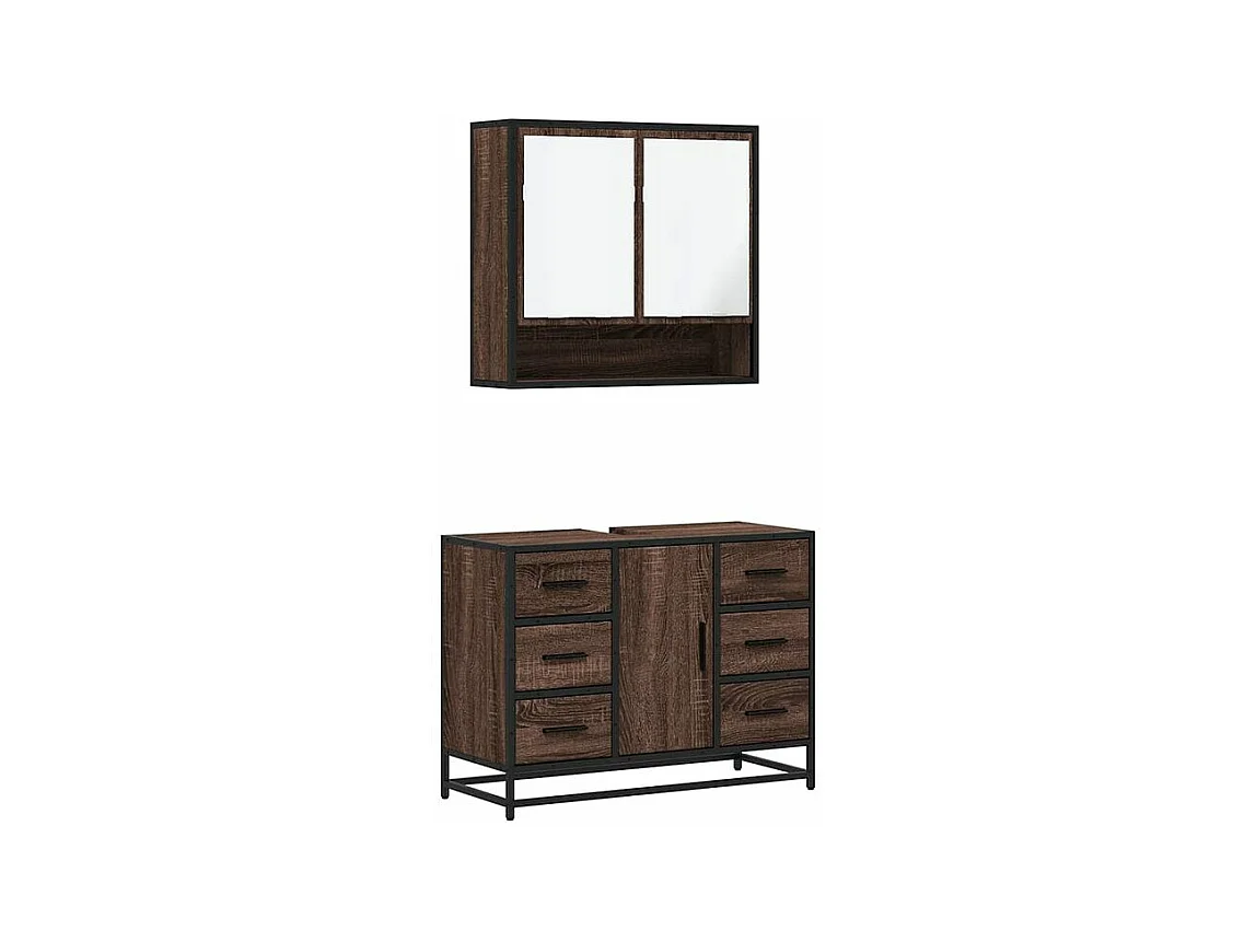 Ensemble de meubles de salle de bain 2 pcs Chêne marron