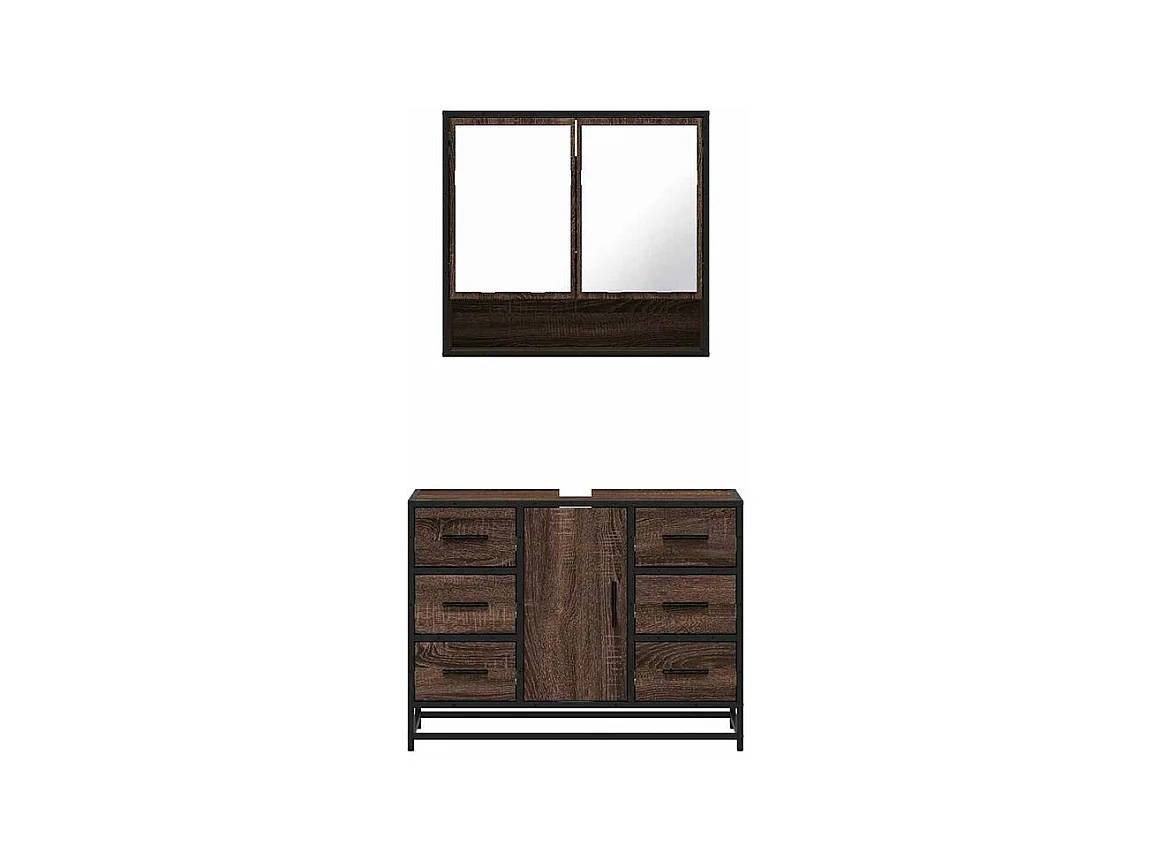 Ensemble de meubles de salle de bain 2 pcs Chêne marron