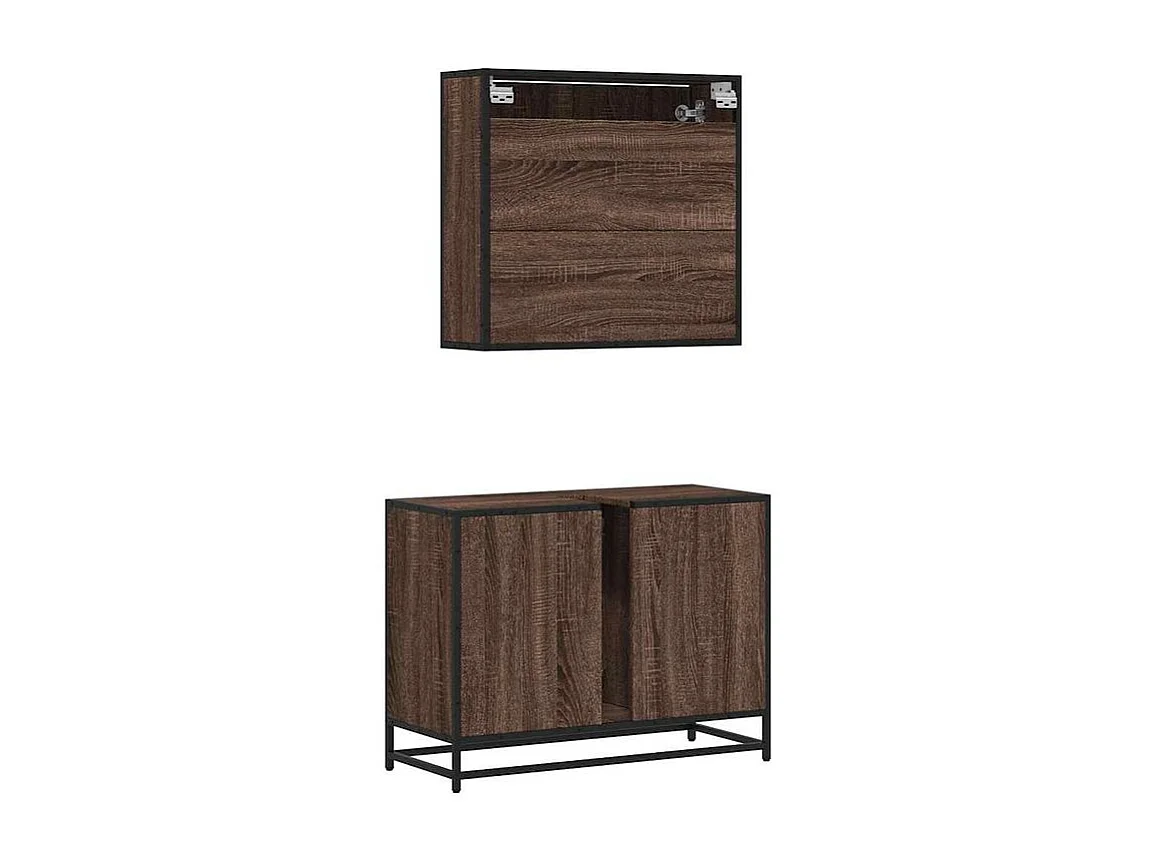 Ensemble de meubles de salle de bain 2 pcs Chêne marron