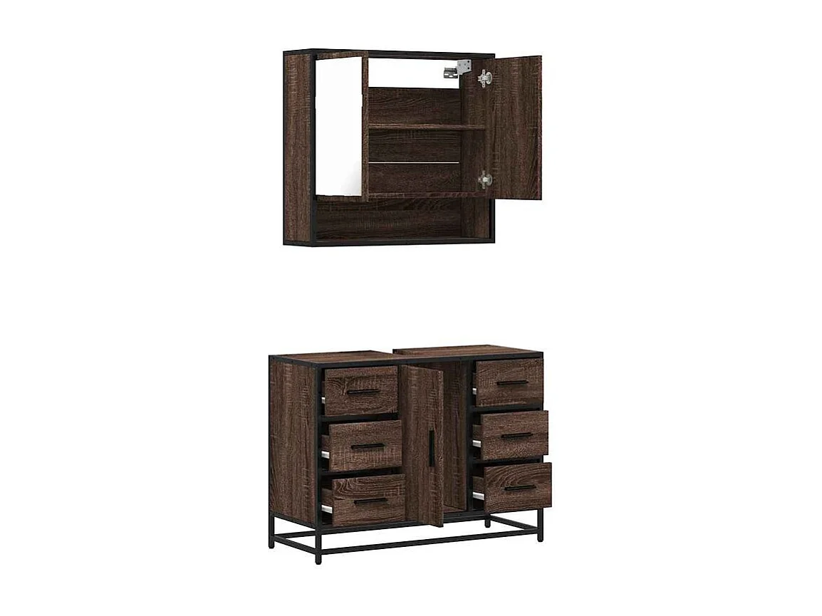 Ensemble de meubles de salle de bain 2 pcs Chêne marron